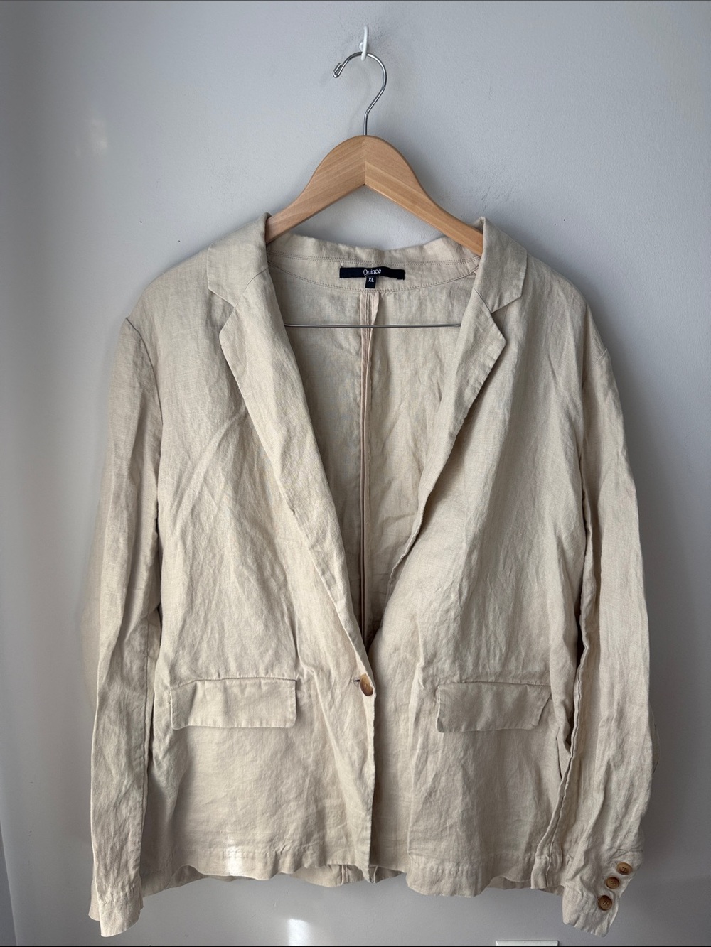 Quince 100% European Linen Structured Blazer Natural Beige